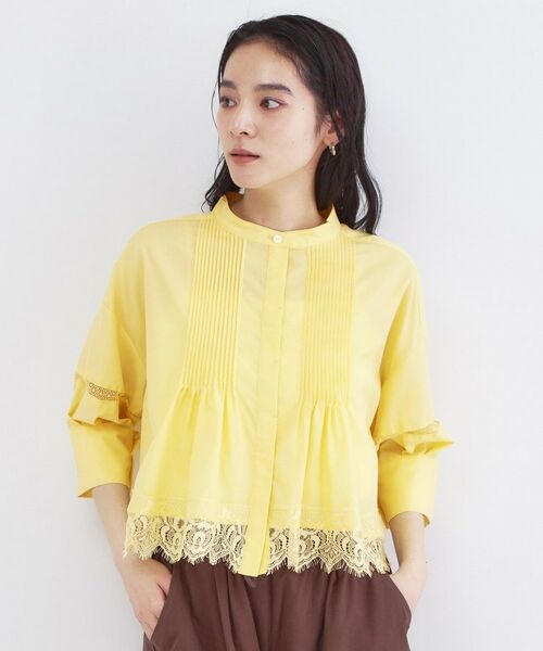 OPAQUE.CLIP / オペーク ドット クリップ シャツ・ブラウス | 裾レース使いピンタックショートシャツ【洗濯機OK】 | 詳細13