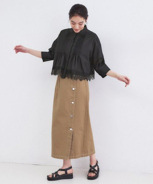 OPAQUE.CLIP / オペーク ドット クリップ シャツ・ブラウス | 裾レース使いピンタックショートシャツ【洗濯機OK】 | 詳細6