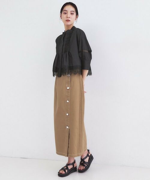 OPAQUE.CLIP / オペーク ドット クリップ シャツ・ブラウス | 裾レース使いピンタックショートシャツ【洗濯機OK】 | 詳細7