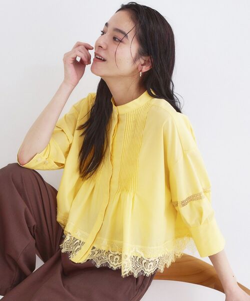 OPAQUE.CLIP / オペーク ドット クリップ シャツ・ブラウス | 裾レース使いピンタックショートシャツ【洗濯機OK】 | 詳細9