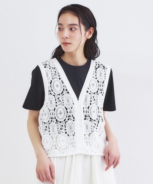 OPAQUE.CLIP / オペーク ドット クリップ ベスト | レースVネックベスト | 詳細9