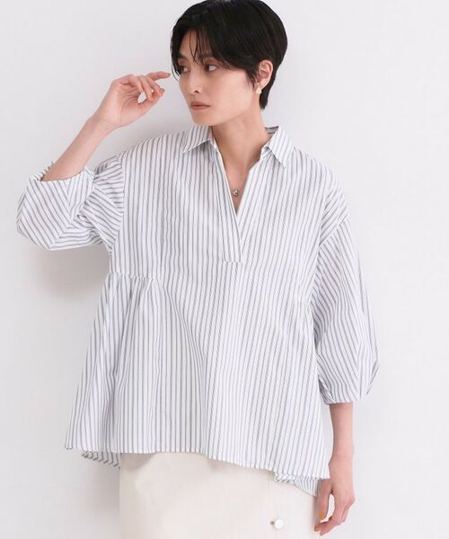 OPAQUE.CLIP / オペーク ドット クリップ シャツ・ブラウス | スキッパーペプラムブラウス【洗濯機OK】(ホワイト(301))