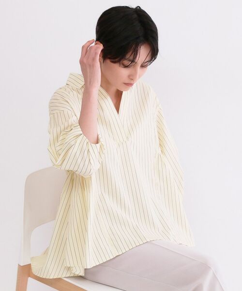 OPAQUE.CLIP / オペーク ドット クリップ シャツ・ブラウス | スキッパーペプラムブラウス【洗濯機OK】(ライトイエロー(330))