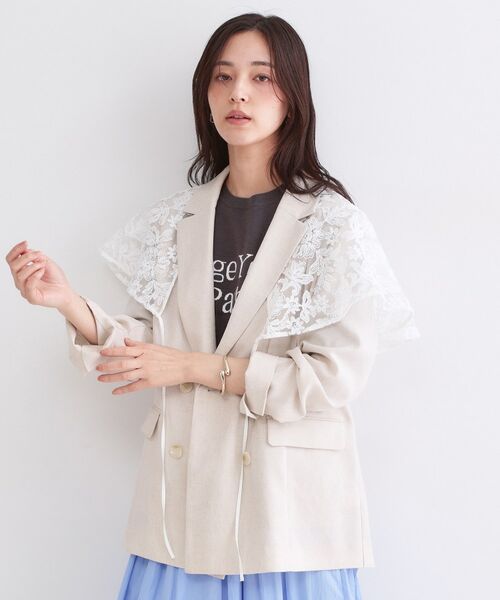 OPAQUE.CLIP / オペーク ドット クリップ マフラー・ショール・スヌード・ストール | 刺繍レースケープ【洗濯機OK】 | 詳細1