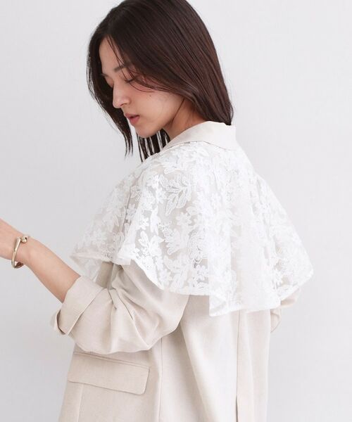 OPAQUE.CLIP / オペーク ドット クリップ マフラー・ショール・スヌード・ストール | 刺繍レースケープ【洗濯機OK】（オフホワイト(003)）