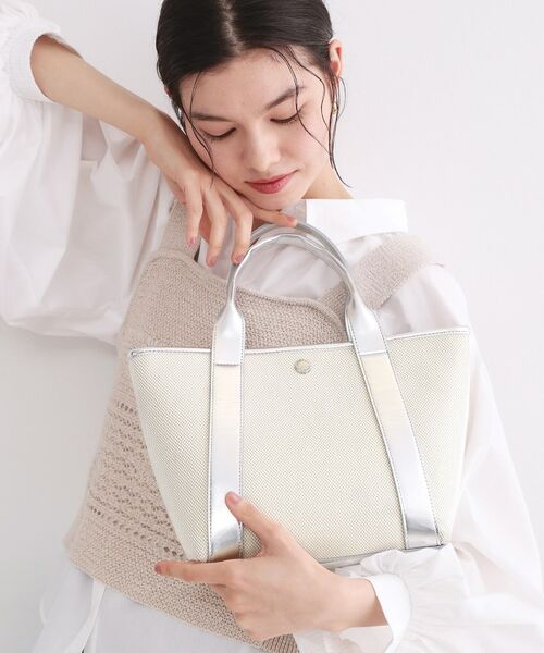 OPAQUE.CLIP / オペーク ドット クリップ トートバッグ | 【2WAY】キャンバス×合皮コンビミドルトート（シルバー(006)）