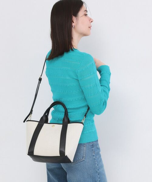 OPAQUE.CLIP / オペーク ドット クリップ トートバッグ | 【2WAY】キャンバス×合皮コンビミドルトート（ブラック(019)）