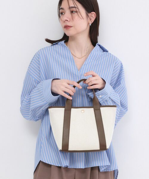 OPAQUE.CLIP / オペーク ドット クリップ トートバッグ | 【2WAY】キャンバス×合皮コンビミドルトート（ブラウン(044)）