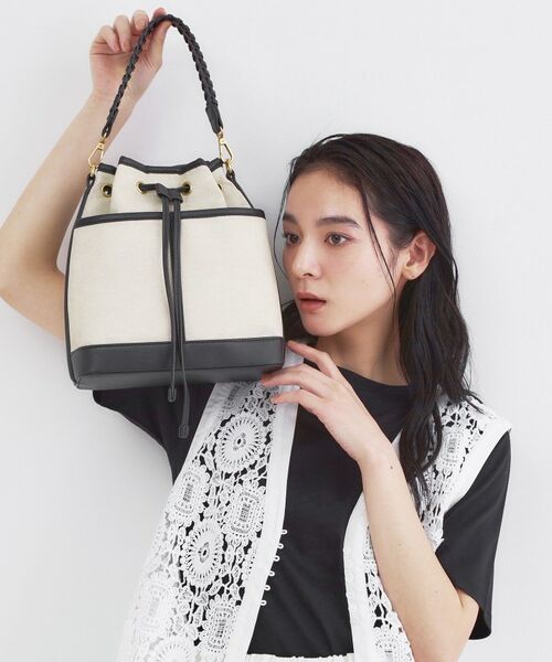 OPAQUE.CLIP / オペーク ドット クリップ ショルダーバッグ | 2WAY素材アソート巾着ショルダーバッグ（ブラック(519)）