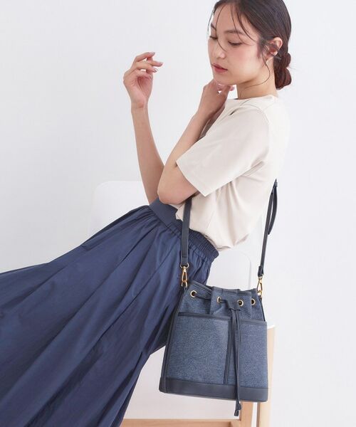 OPAQUE.CLIP / オペーク ドット クリップ ショルダーバッグ | 2WAY素材アソート巾着ショルダーバッグ（ネイビー(094)）