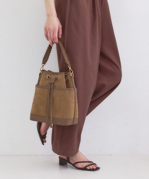 OPAQUE.CLIP / オペーク ドット クリップ ショルダーバッグ | 2WAY素材アソート巾着ショルダーバッグ（ブラウン(743)）