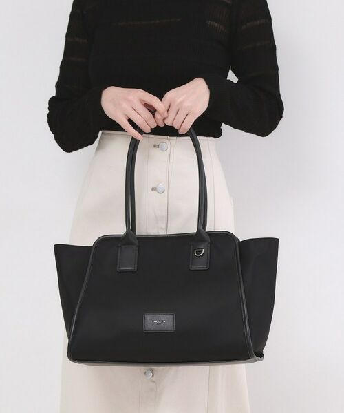 OPAQUE.CLIP / オペーク ドット クリップ トートバッグ | 合皮パイピングワイドトート（ブラック(019)）