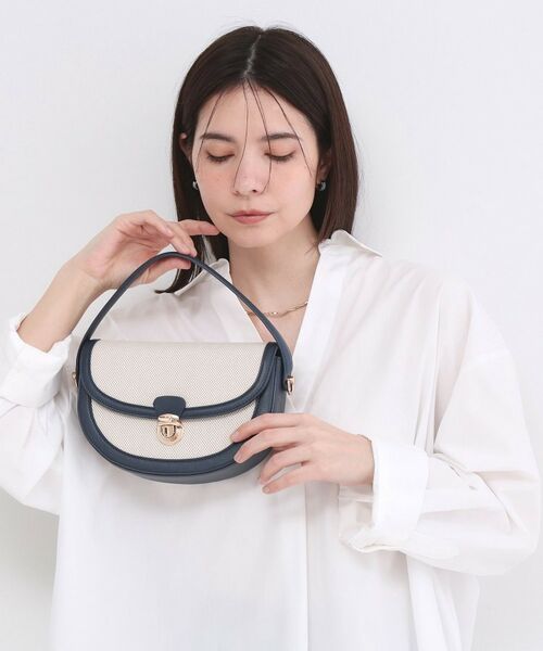 OPAQUE.CLIP / オペーク ドット クリップ ショルダーバッグ | 【2WAY】キャンバス×合皮コンビフロントデザインバッグ（ネイビー(094)）