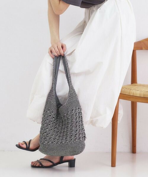 OPAQUE.CLIP / オペーク ドット クリップ ショルダーバッグ | カギ針ラメワンショルダーバッグ（ブラックシルバー(009)）