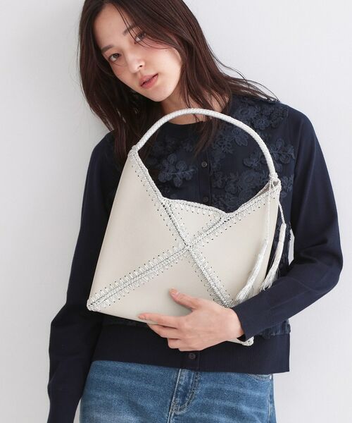 OPAQUE.CLIP / オペーク ドット クリップ ハンドバッグ | ラメコンビデザインハンドバッグ（アイボリー(004)）