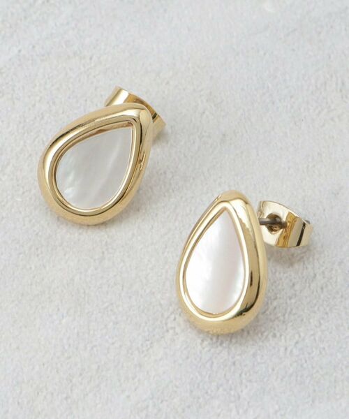 OPAQUE.CLIP / オペーク ドット クリップ ピアス・イヤリング | シェル×エッジメタルしずくピアス | 詳細1