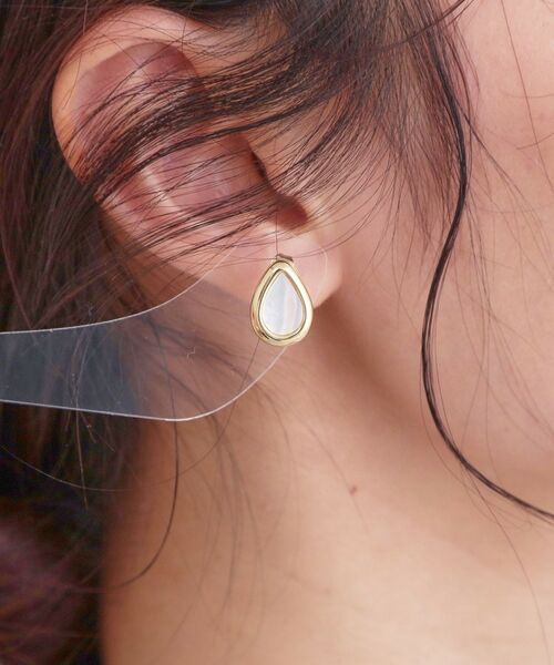 OPAQUE.CLIP / オペーク ドット クリップ ピアス・イヤリング | シェル×エッジメタルしずくピアス | 詳細4