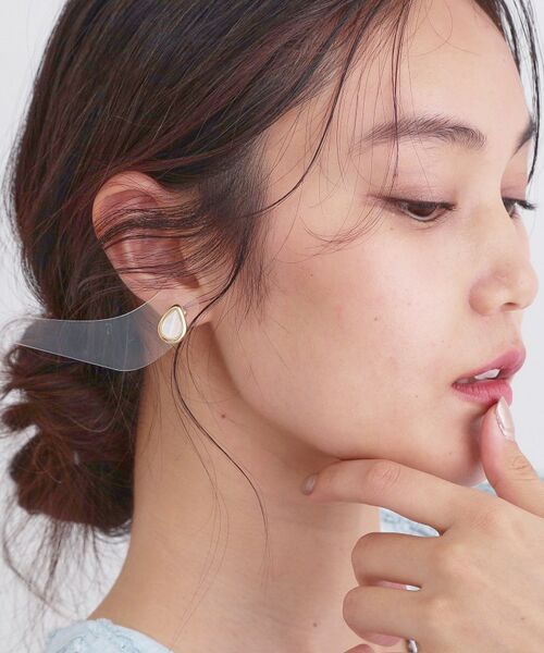OPAQUE.CLIP / オペーク ドット クリップ ピアス・イヤリング | シェル×エッジメタルしずくピアス | 詳細5