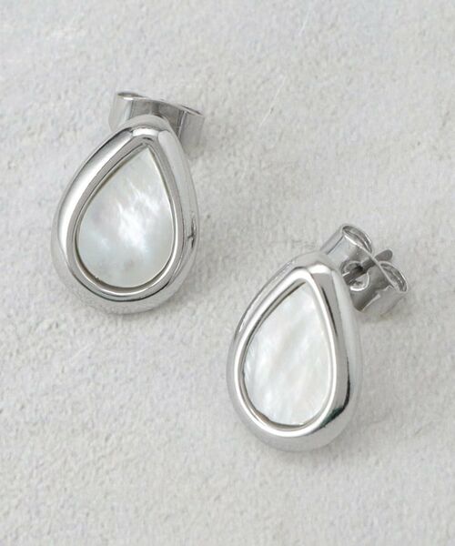 OPAQUE.CLIP / オペーク ドット クリップ ピアス・イヤリング | シェル×エッジメタルしずくピアス（シルバー(006)）