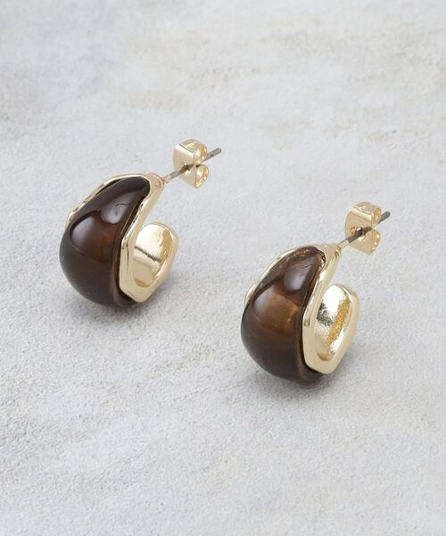 OPAQUE.CLIP / オペーク ドット クリップ ピアス・イヤリング | エポ乳白カラーピアス（ブラウン(043)）