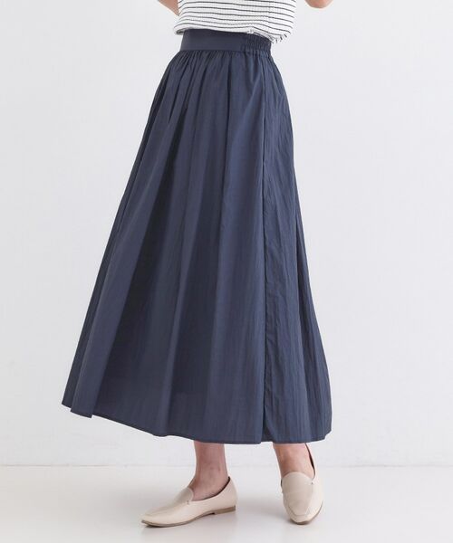 OPAQUE.CLIP / オペーク ドット クリップ ロング・マキシ丈スカート | シアーヴィンテージイージーフレアスカート【洗濯機OK】（ネイビー(094)）