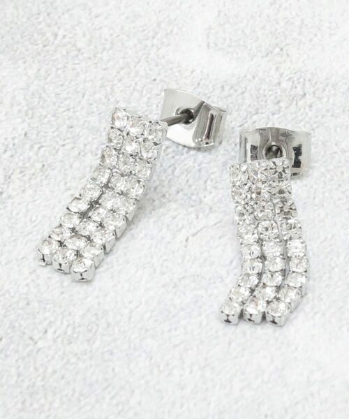 OPAQUE.CLIP / オペーク ドット クリップ ピアス・イヤリング | ビジューフリンジミニピアス（シルバー(006)）