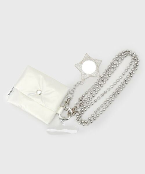 OPAQUE.CLIP / オペーク ドット クリップ キーホルダー・ストラップ | ミラーチャーム＆ミニポーチ付き ボールチェーンスマートフォンショルダーストラップ（アイボリー(004)）
