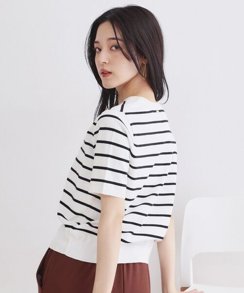 OPAQUE.CLIP / オペーク ドット クリップ ニット・セーター | ハーフスリーブニット／オーガニックコットン混【洗濯機OK／UVケア】（ホワイト(301)）