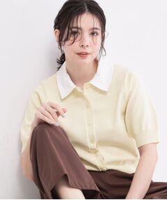 OPAQUE.CLIP / オペーク ドット クリップ ニット・セーター | フォルムスリーブ ドッキングポロ衿ニット【洗濯機OK】