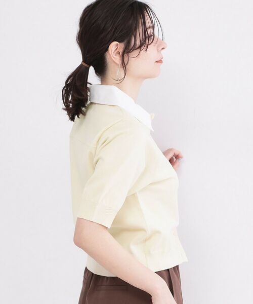 OPAQUE.CLIP / オペーク ドット クリップ ニット・セーター | フォルムスリーブ ドッキングポロ衿ニット【洗濯機OK】 | 詳細1