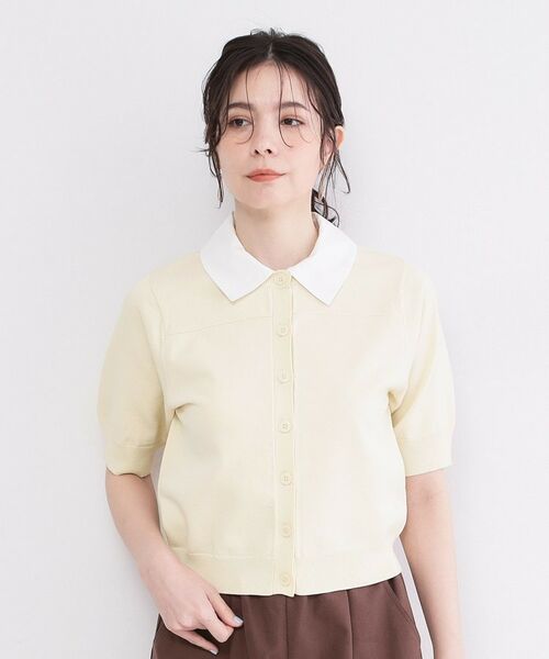 OPAQUE.CLIP / オペーク ドット クリップ ニット・セーター | フォルムスリーブ ドッキングポロ衿ニット【洗濯機OK】 | 詳細13