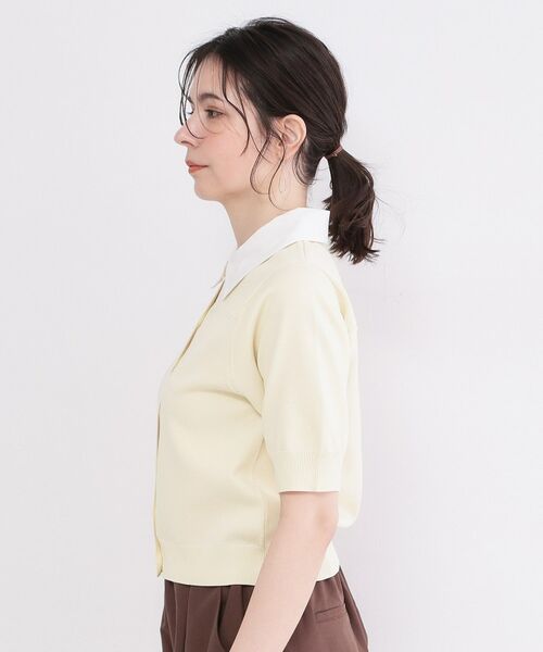 OPAQUE.CLIP / オペーク ドット クリップ ニット・セーター | フォルムスリーブ ドッキングポロ衿ニット【洗濯機OK】 | 詳細14