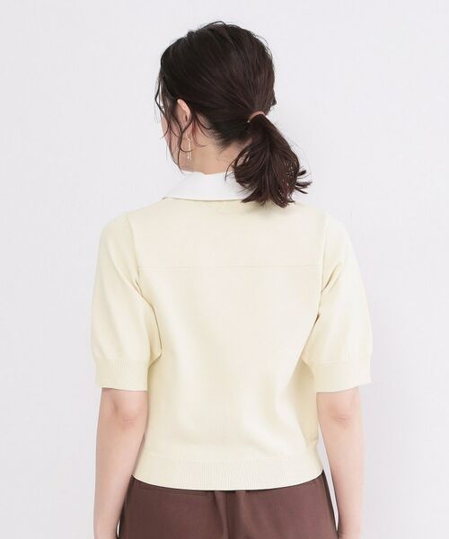 OPAQUE.CLIP / オペーク ドット クリップ ニット・セーター | フォルムスリーブ ドッキングポロ衿ニット【洗濯機OK】 | 詳細15