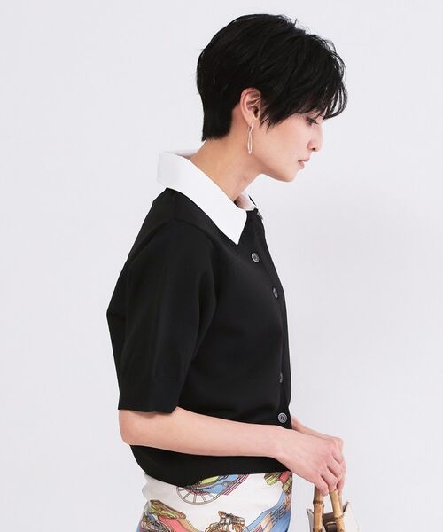 OPAQUE.CLIP / オペーク ドット クリップ ニット・セーター | フォルムスリーブ ドッキングポロ衿ニット【洗濯機OK】 | 詳細5