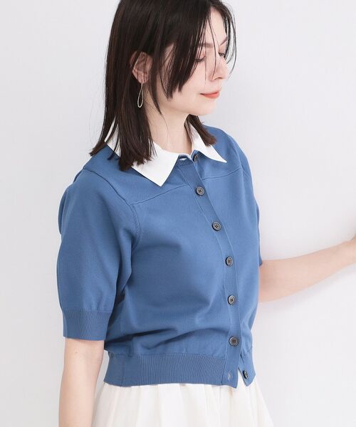 OPAQUE.CLIP / オペーク ドット クリップ ニット・セーター | フォルムスリーブ ドッキングポロ衿ニット【洗濯機OK】 | 詳細9