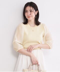 OPAQUE.CLIP / オペーク ドット クリップ ニット・セーター | オーガンジーパフスリーブドッキングニット【洗濯機OK】