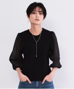 OPAQUE.CLIP / オペーク ドット クリップ ニット・セーター | オーガンジーパフスリーブドッキングニット【洗濯機OK】