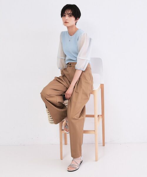 OPAQUE.CLIP / オペーク ドット クリップ ニット・セーター | オーガンジーパフスリーブドッキングニット【洗濯機OK】 | 詳細10