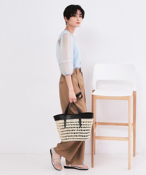 OPAQUE.CLIP / オペーク ドット クリップ ニット・セーター | オーガンジーパフスリーブドッキングニット【洗濯機OK】 | 詳細11