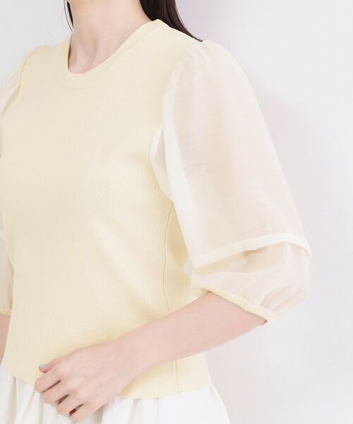 OPAQUE.CLIP / オペーク ドット クリップ ニット・セーター | オーガンジーパフスリーブドッキングニット【洗濯機OK】 | 詳細17