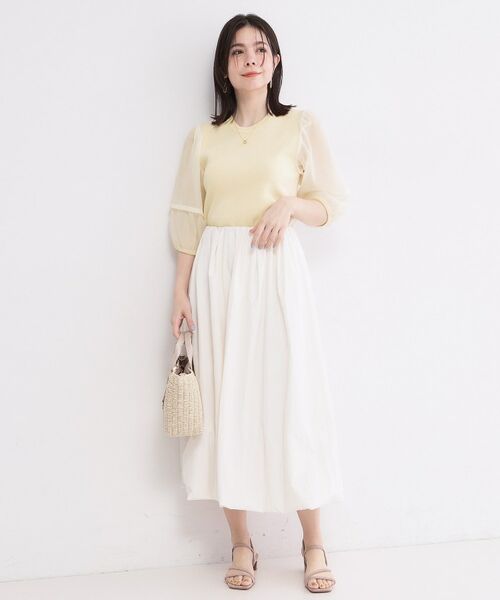 OPAQUE.CLIP / オペーク ドット クリップ ニット・セーター | オーガンジーパフスリーブドッキングニット【洗濯機OK】 | 詳細2