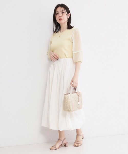 OPAQUE.CLIP / オペーク ドット クリップ ニット・セーター | オーガンジーパフスリーブドッキングニット【洗濯機OK】 | 詳細3