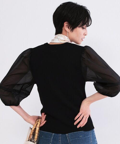 OPAQUE.CLIP / オペーク ドット クリップ ニット・セーター | オーガンジーパフスリーブドッキングニット【洗濯機OK】 | 詳細5