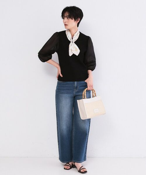 OPAQUE.CLIP / オペーク ドット クリップ ニット・セーター | オーガンジーパフスリーブドッキングニット【洗濯機OK】 | 詳細6