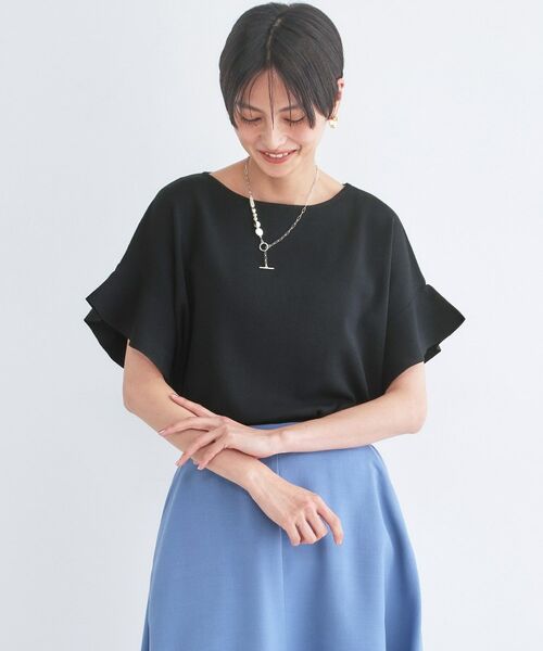 OPAQUE.CLIP / オペーク ドット クリップ ニット・セーター | フリルスリーブニット（ブラック(019)）