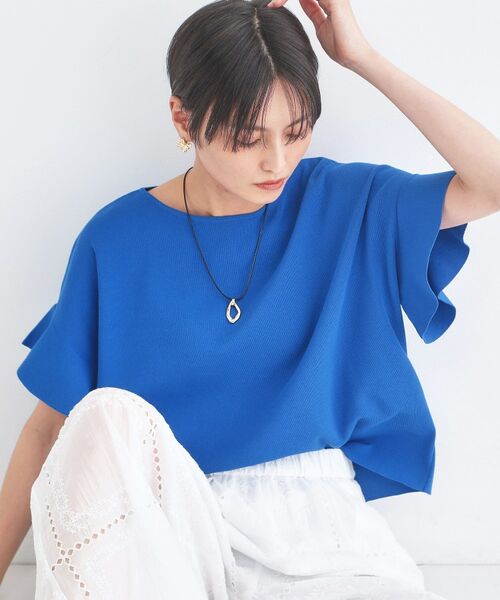 OPAQUE.CLIP / オペーク ドット クリップ ニット・セーター | フリルスリーブニット（ブルー(093)）