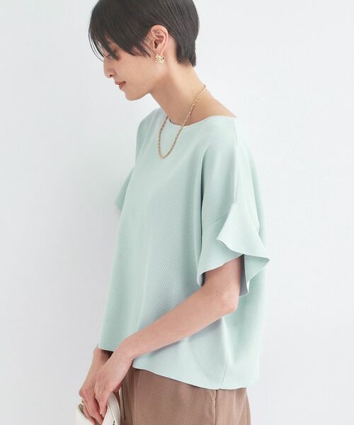 OPAQUE.CLIP / オペーク ドット クリップ ニット・セーター | フリルスリーブニット（サックスブルー(890)）