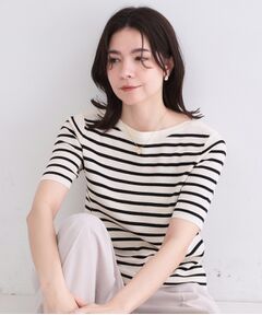 OPAQUE.CLIP / オペーク ドット クリップ ニット・セーター | ボートネックボーダーニット【洗濯機OK／抗ピル】