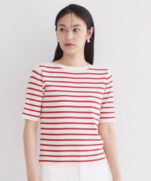 OPAQUE.CLIP / オペーク ドット クリップ ニット・セーター | ボートネックボーダーニット【洗濯機OK／抗ピル】 | 詳細13