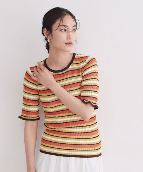 OPAQUE.CLIP / オペーク ドット クリップ ニット・セーター | マルチボーダーリブニット【洗濯機OK／抗ピル】 | 詳細1